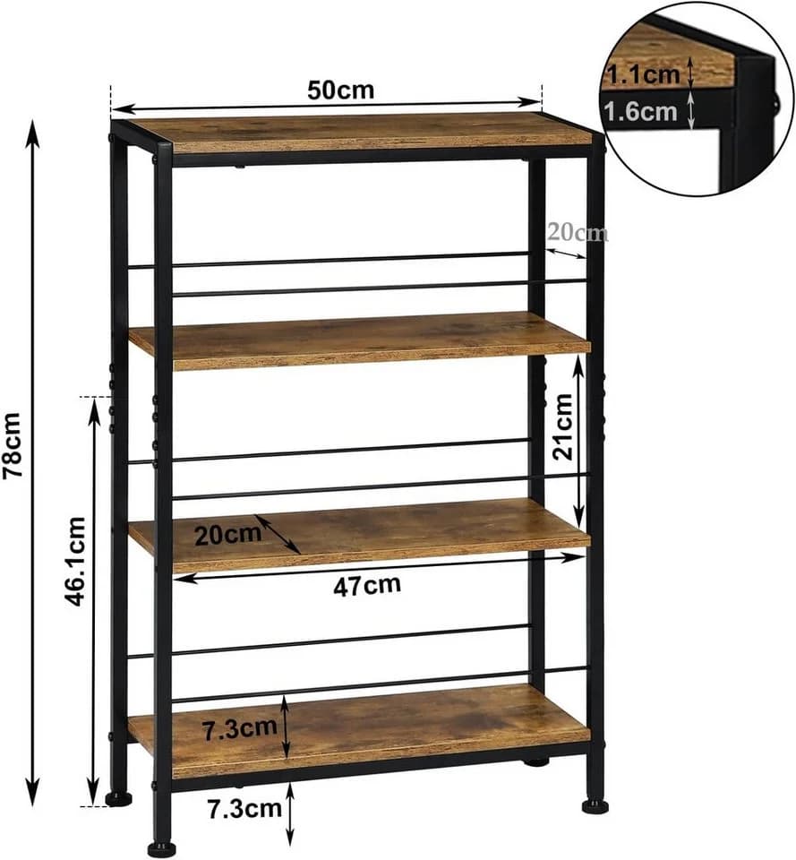 Woltu Küchenregal 4-tlg. Standregal Schwarz/Braun Metall - Bild 3