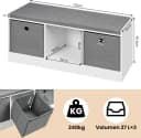 Woltu Schuhbank mit 3 Stoffschubladen Weiß/Grau Bild 3
