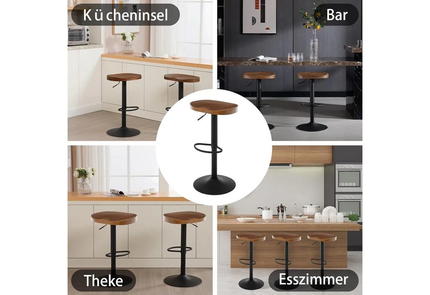 Woltu Barhocker Massivholz Metall Sattelsitz - Bild 5