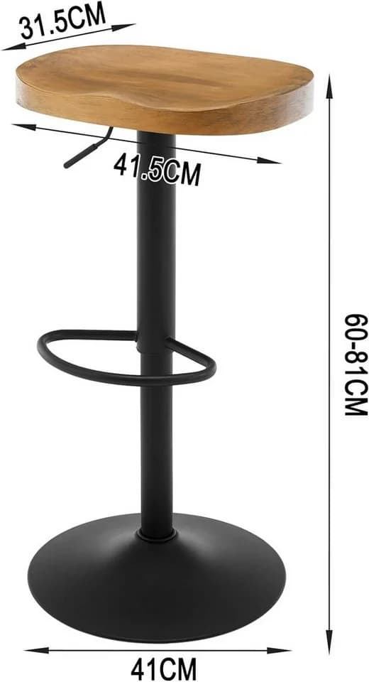 Woltu Barhocker 2er Set Höhenverstellbar Massivholz Metall - Bild 3