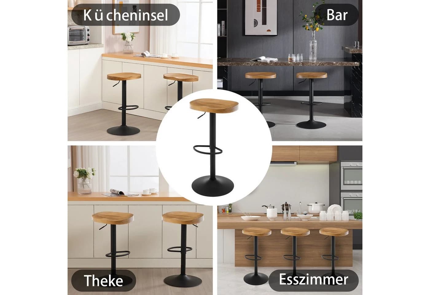Woltu Barhocker 2er Set Höhenverstellbar Massivholz Metall - Bild 4