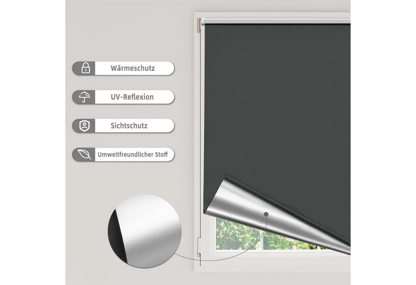 Woltu Verdunklungsrollo Klemmfix ohne Bohren Polyester - Bild 3