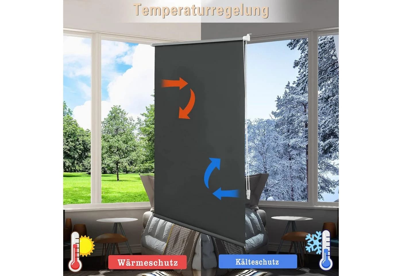 Woltu Verdunklungsrollo Klemmfix ohne Bohren Polyester - Bild 4