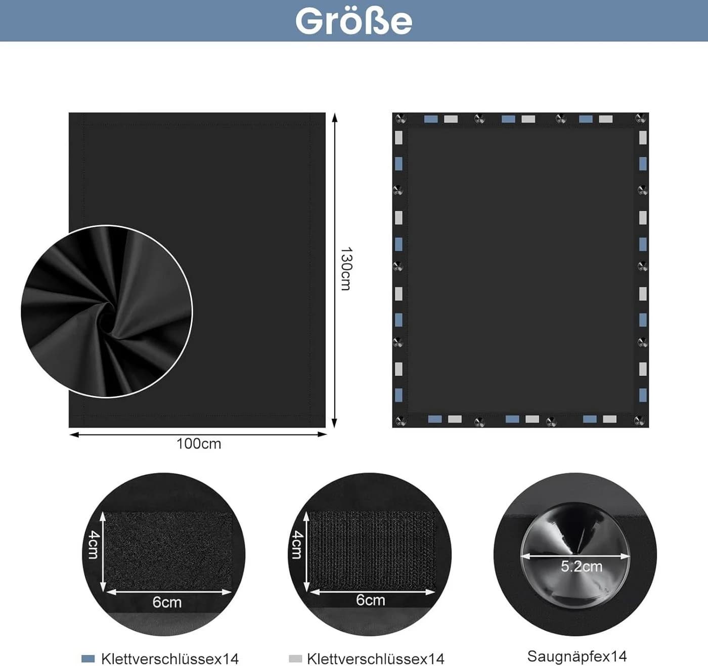 Verdunklungsrollo aus Polyester in Schwarz - Bild 3