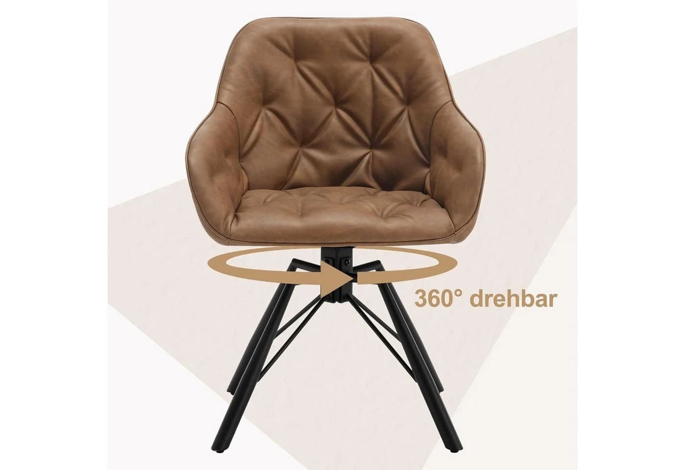 Woltu 4-Fußstuhl Set drehbar Braun Hellbraun Kunstleder - Bild 5