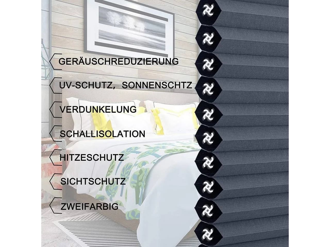 Woltu Plissee Verdunkelnd Verspannt Klemmfix Wabenplissee Ohne Bohren - Bild 4
