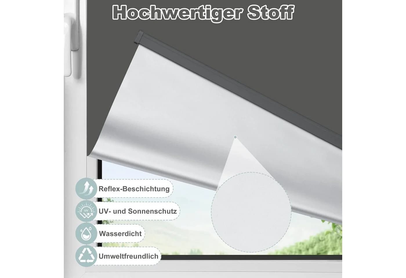 Woltu Verdunklungsrollo Klemmfix ohne Bohren Polyester - Bild 3
