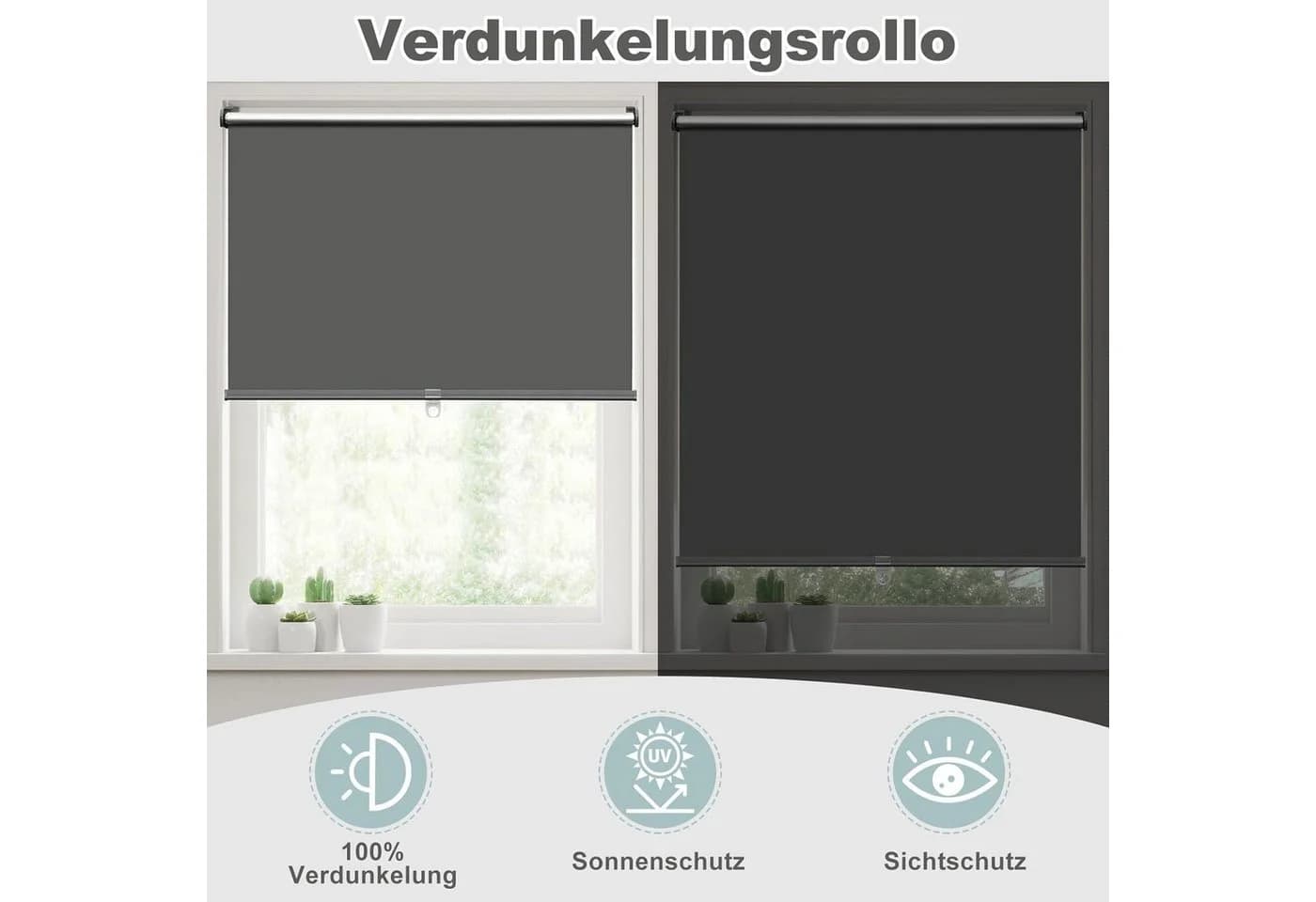 Woltu Verdunklungsrollo Klemmfix ohne Bohren Polyester - Bild 5