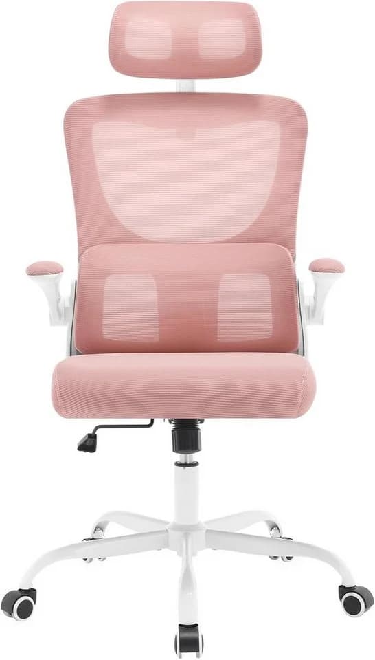 Woltu Bürostuhl Rosa Ergonomisch mit Schaukelfunktion und Netzstoff - Bild 4