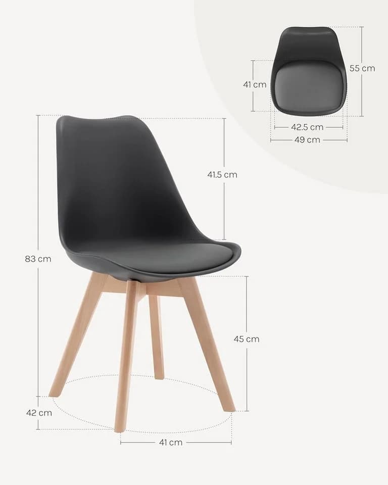 Woltu Esszimmerstuhl Set 4 St Grau Kunstleder Massivholz - Bild 3