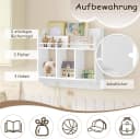 Woltu Kinderregal 1-tlg. Bücherregal mit 1 Oberfach 3 offenen Fächern 4 Haken Weiß Bild 4