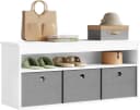 Woltu Schuhbank mit 3 Schubladen Grau/Weiß Bild 2