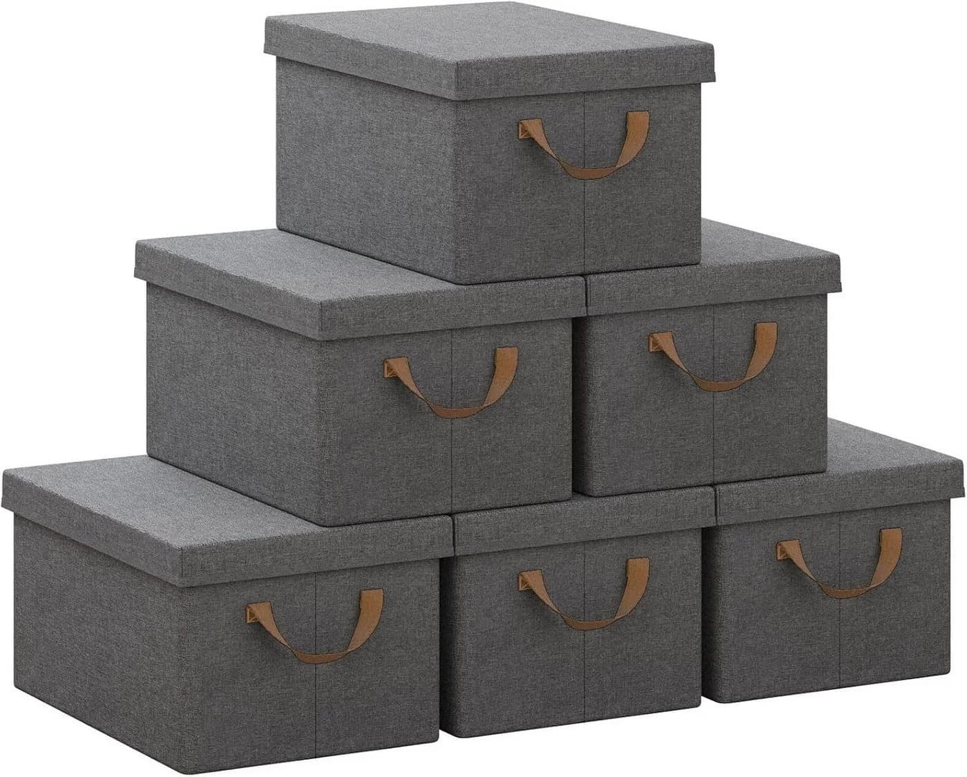 Woltu Aufbewahrungsbox Set 6 St. Faltbar mit Deckel Grau/Weiß - Bild 2