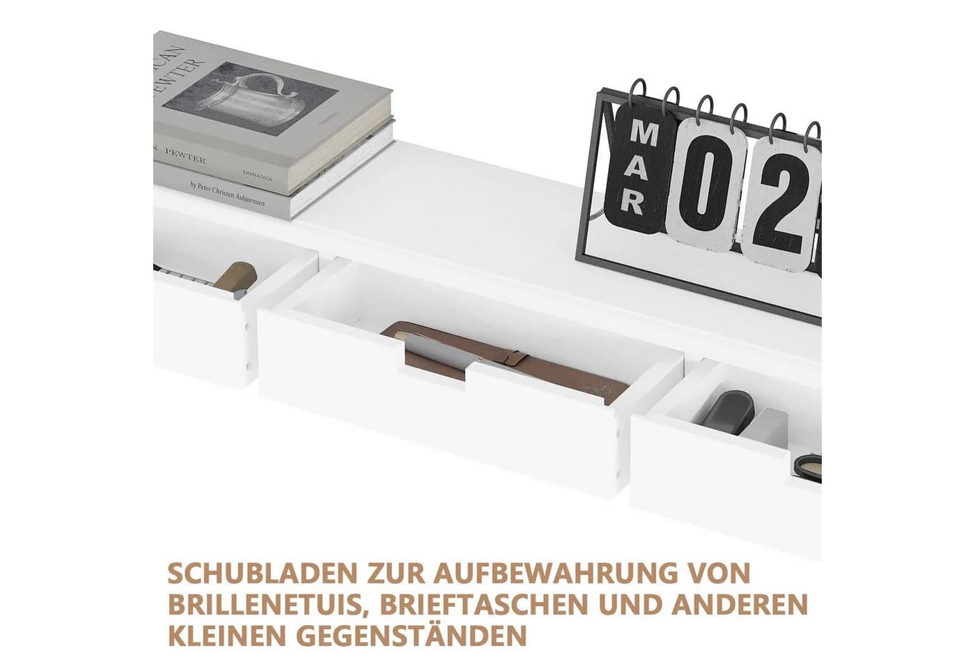 Woltu Wandregal 2-tlg. mit 3 Schubladen Weiß - Bild 4