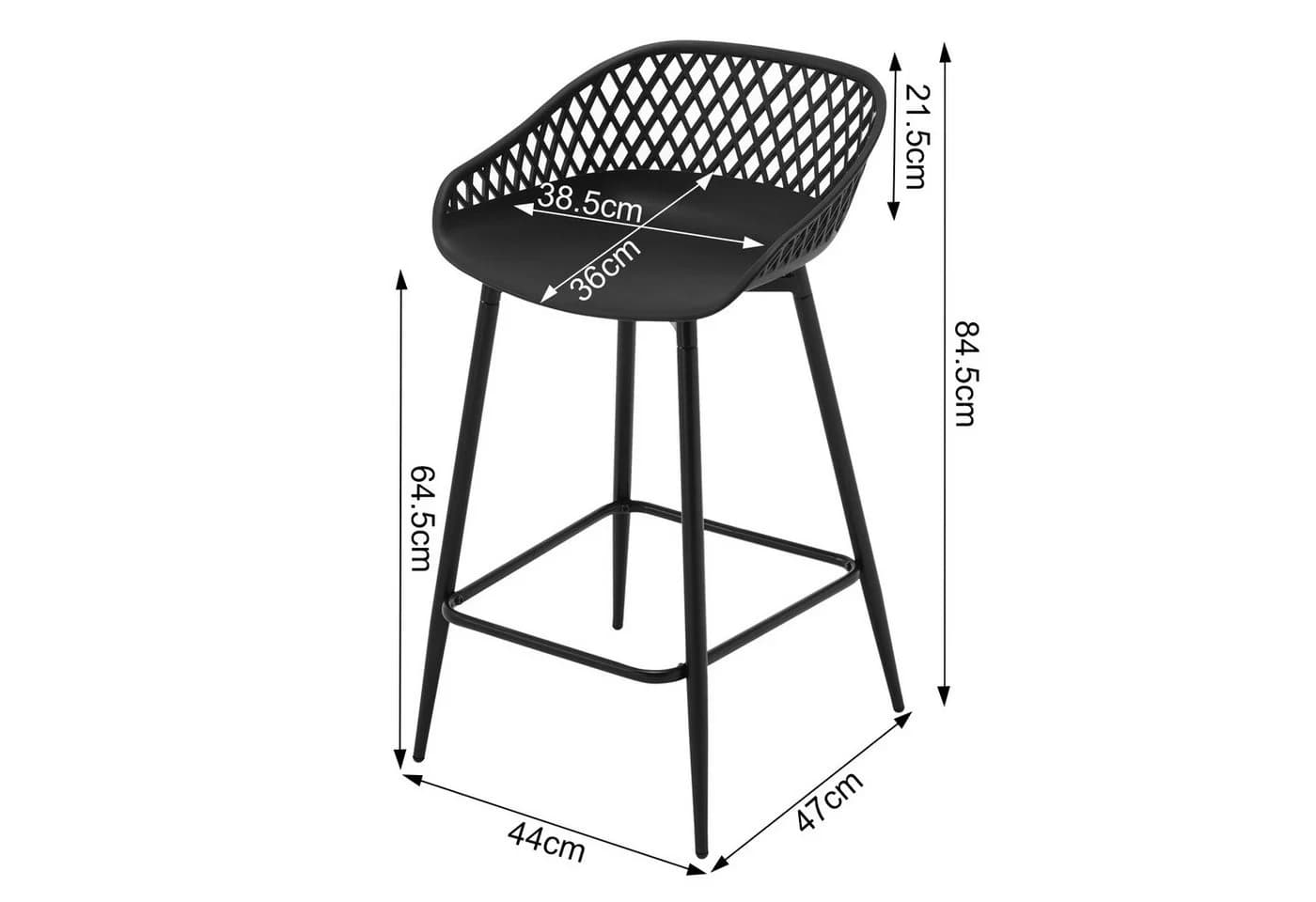 Woltu Barhocker (2 St) mit Metallbeinen, aus PP-Kunststoff, Outdoor Bar Terrasse - Bild 3