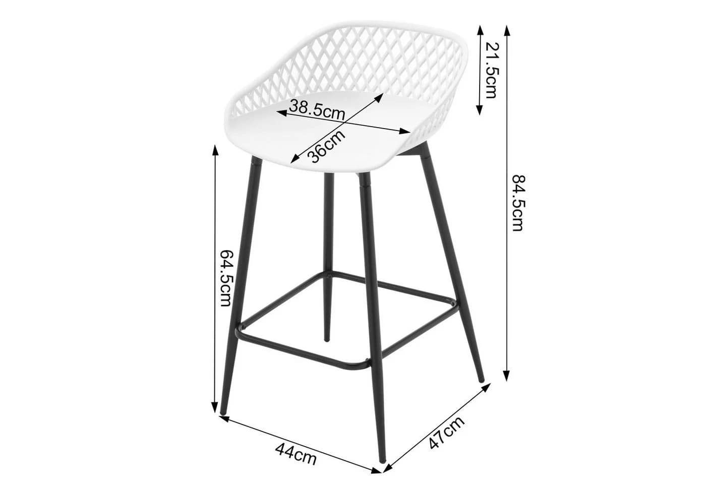 Woltu Barhocker 2er Set PP-Kunststoff Metallbeine Weiß/Grau/Schwarz - Bild 3
