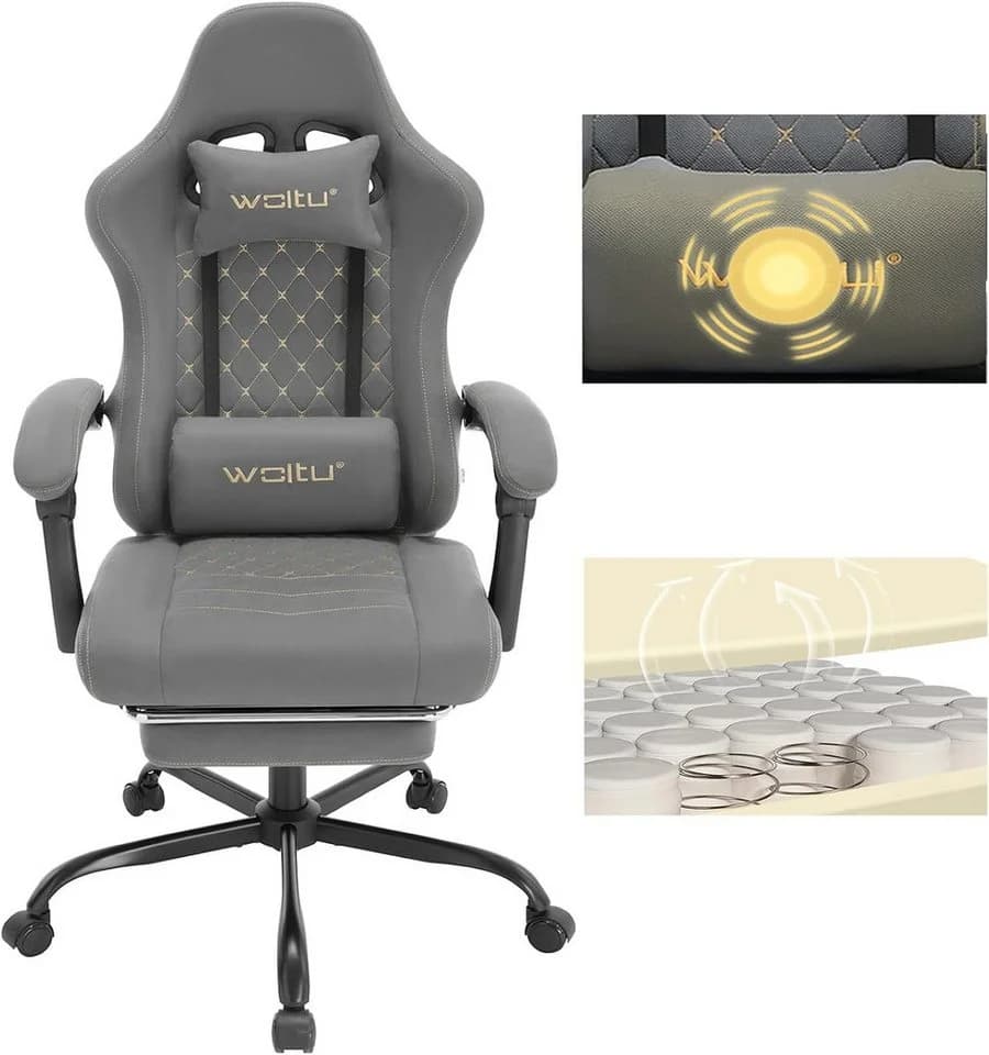 Woltu Gaming-Stuhl mit Massagefunktion, Ergonomisch, 150 kg, Tech-Stoff - Bild 2