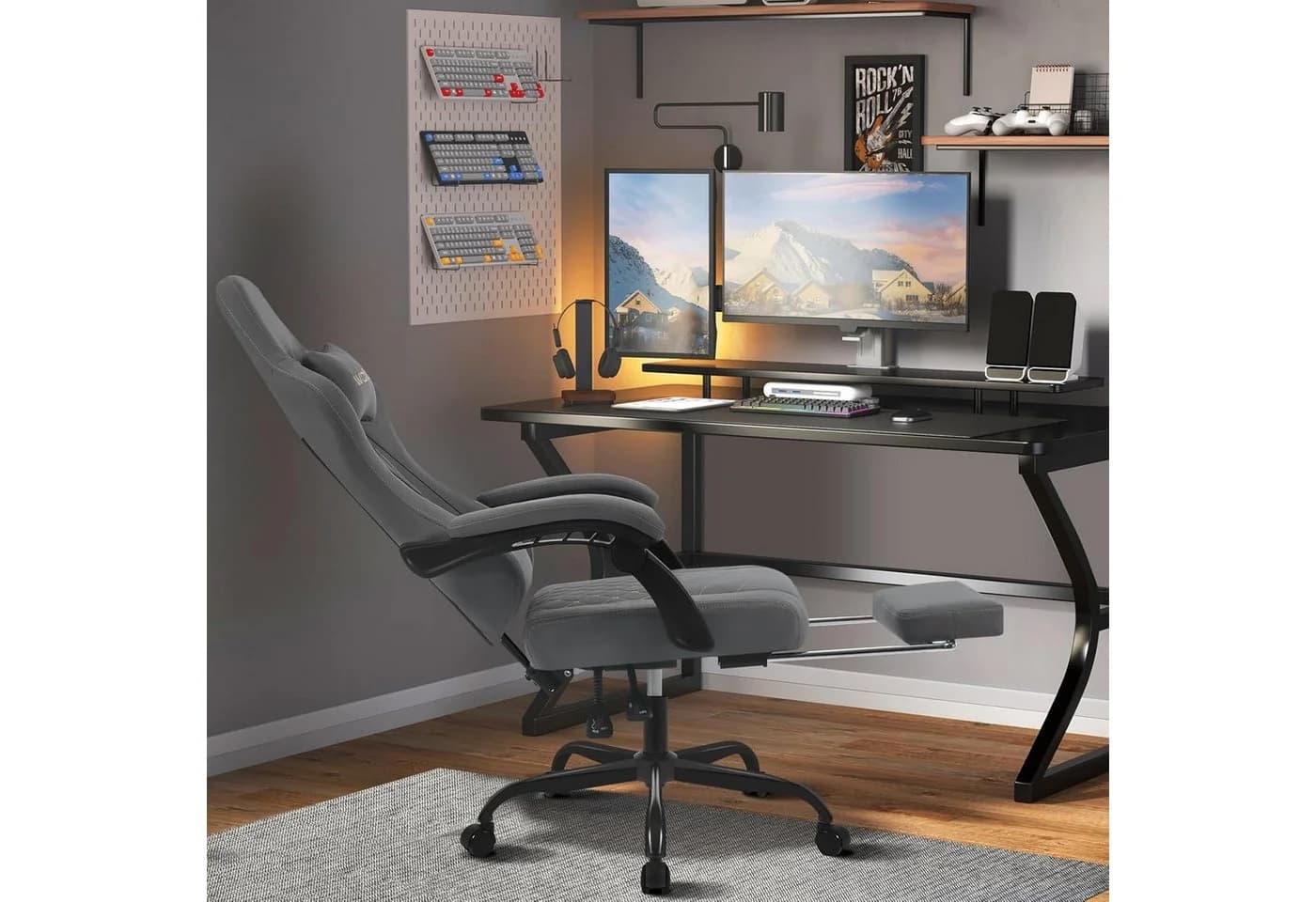 Woltu Gaming-Stuhl mit Massagefunktion, Ergonomisch, 150 kg, Tech-Stoff - Bild 4