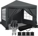 Woltu Faltpavillon 3x3m mit Seitenteilen & Sandsäcken Anthrazit Bild 2