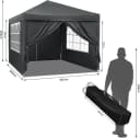 Woltu Faltpavillon 3x3m mit Seitenteilen & Sandsäcken Anthrazit Bild 3