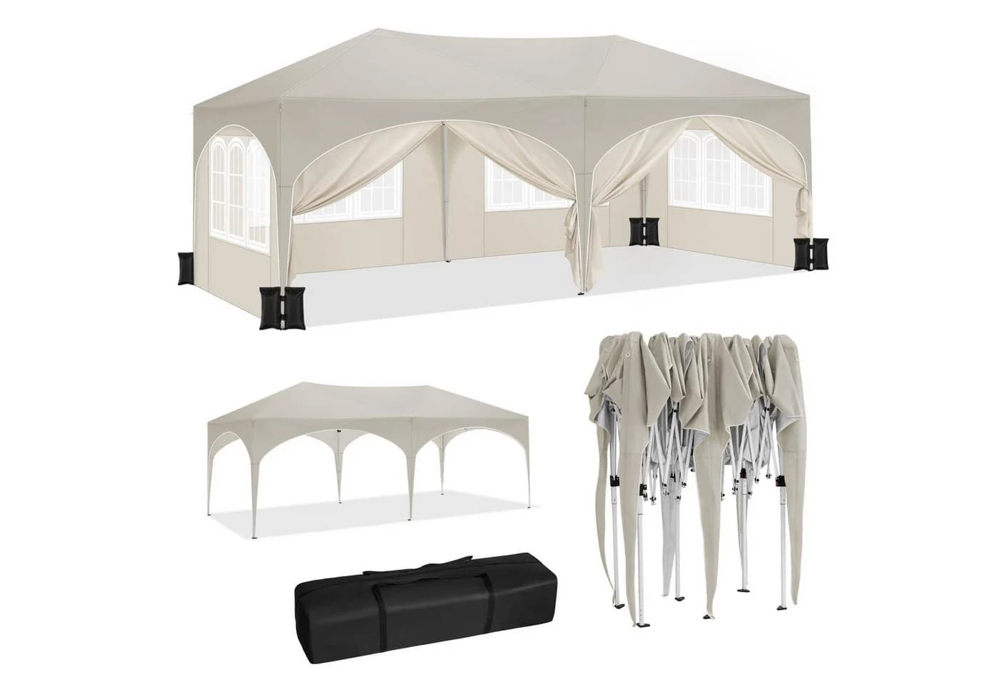 Woltu Faltpavillon 3x6m wasserfest UV-Schutz Stahlrahmen Beige - Bild 2