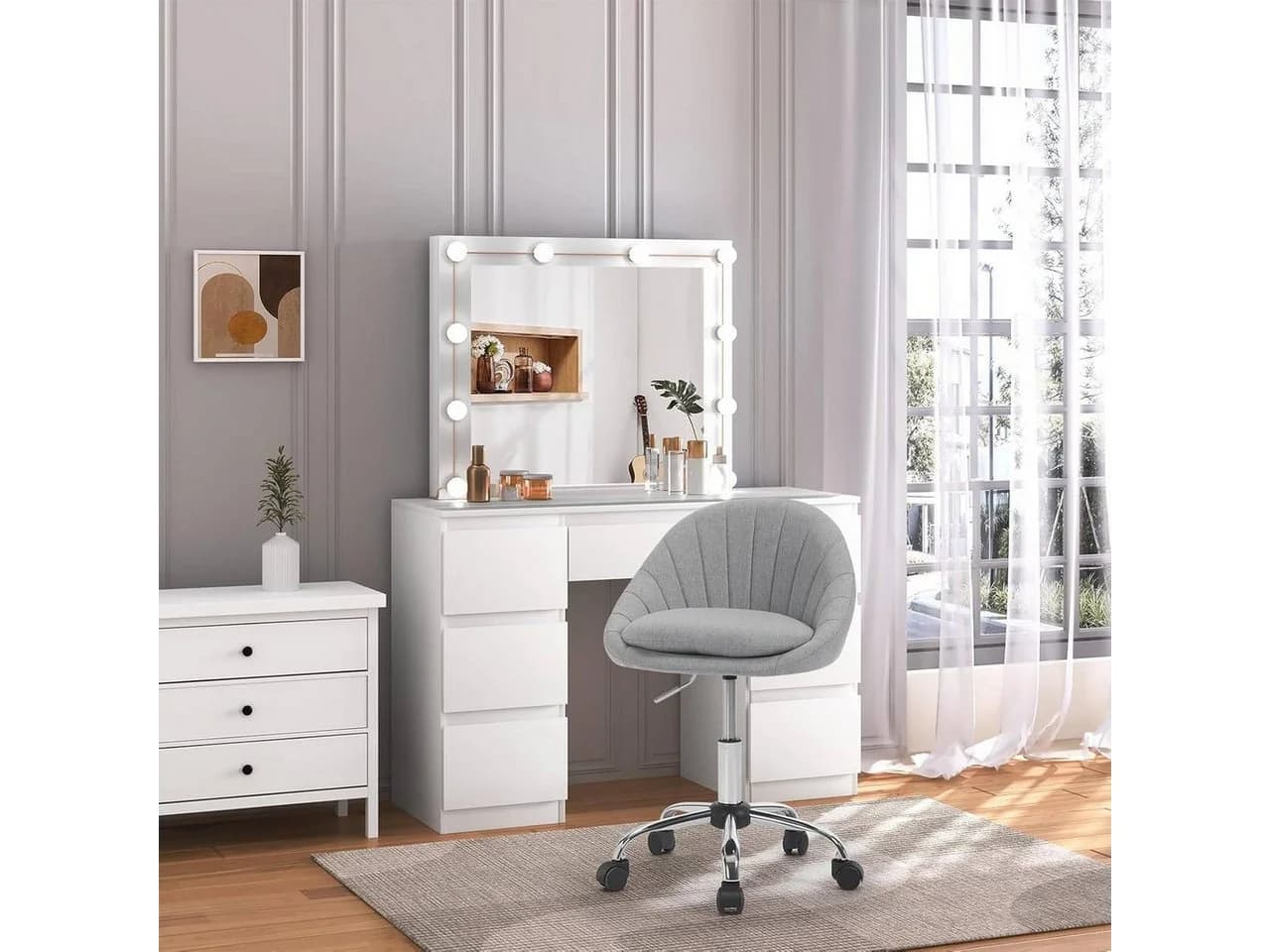Woltu Bürostuhl Grau Ergonomisch Höhenverstellbar 150 kg