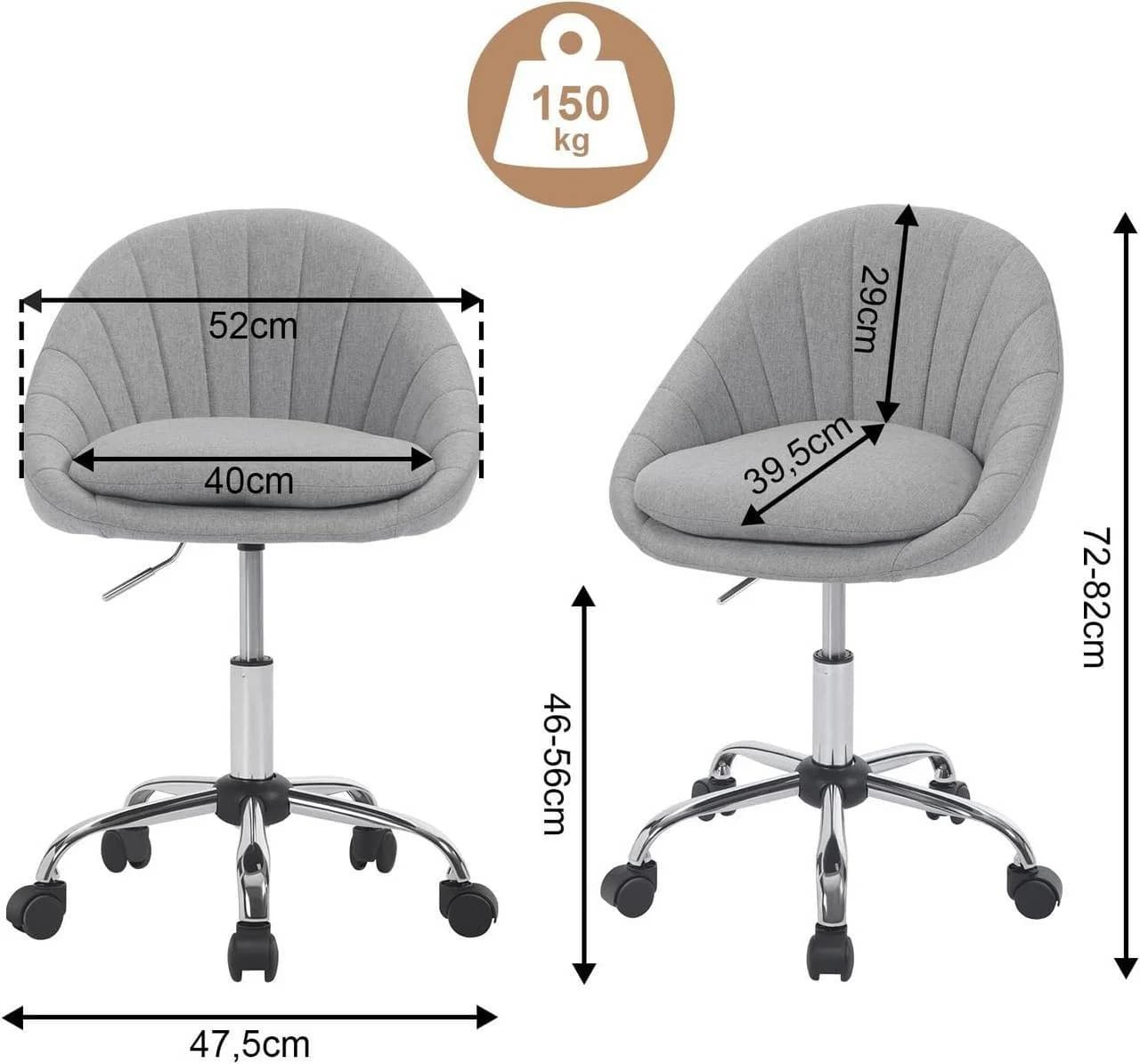 Woltu Bürostuhl Grau Ergonomisch Höhenverstellbar 150 kg - Bild 3