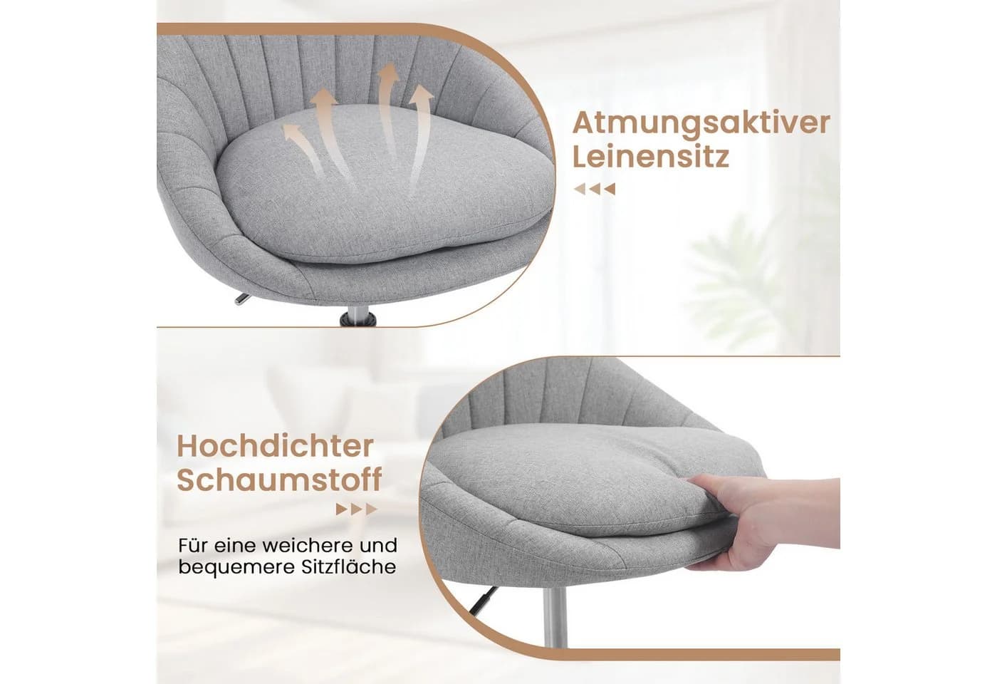Woltu Bürostuhl Grau Ergonomisch Höhenverstellbar 150 kg - Bild 5