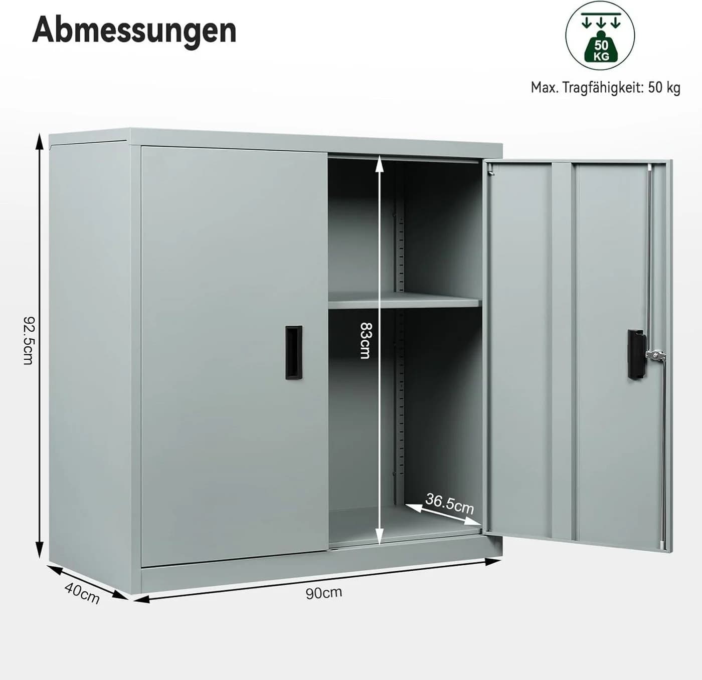 Woltu Aktenschrank Metall Abschließbar Grau Schwarz Büroschrank - Bild 3