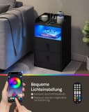 WOLTU Nachttisch 2-St LED-Licht Ladefunktion Schwarz Bild 5