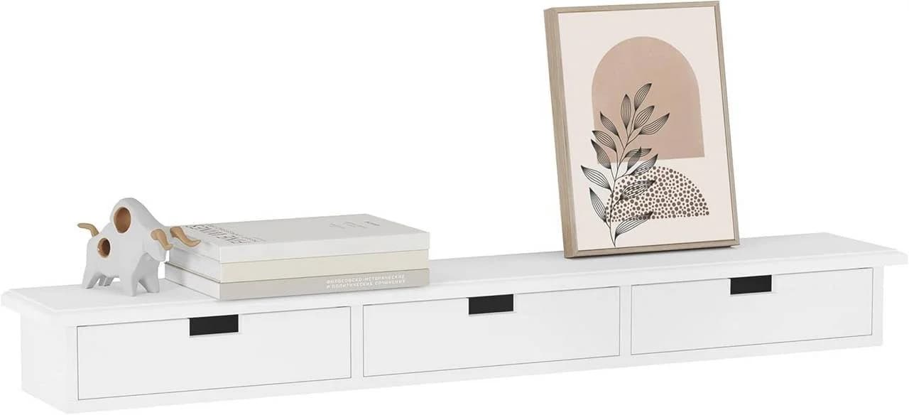 Woltu Wandregal mit 3 Schubladen Weiß Modern - Bild 2