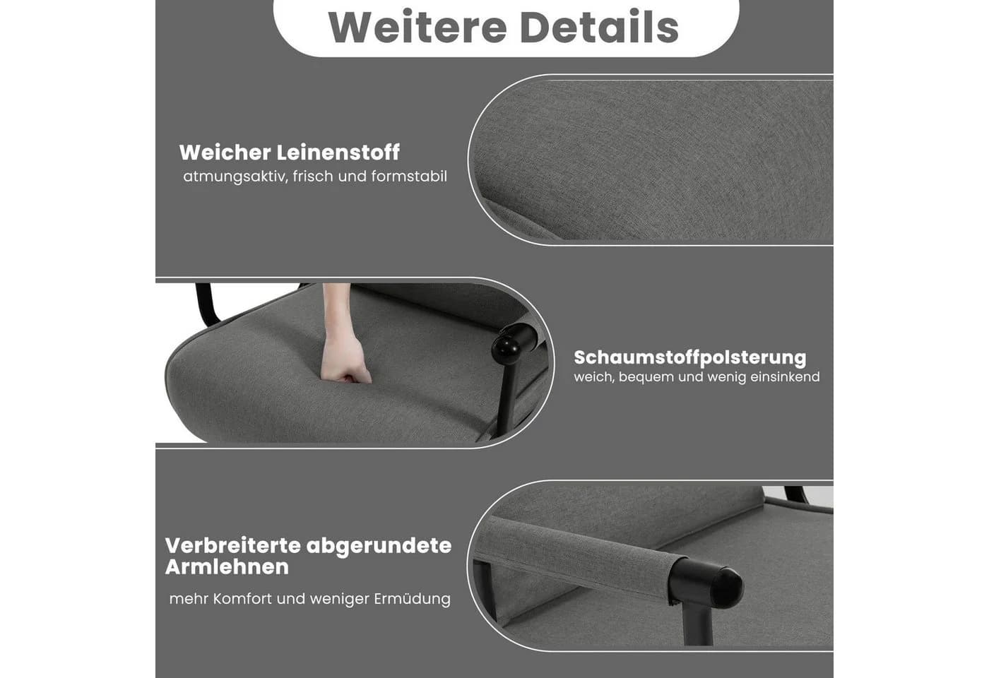 Woltu Schlafsofa 3-in-1 mit Bettfunktion Grau - Bild 5