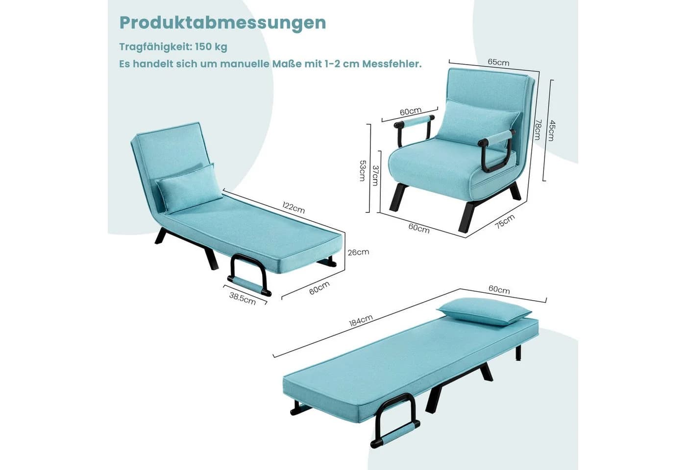 Woltu Schlafsofa 3-in-1 Schlafsessel mit Bettfunktion - Bild 3