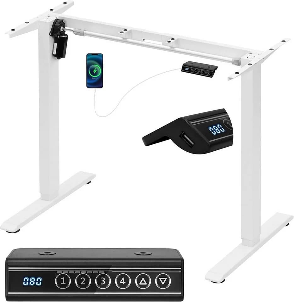 Woltu Elektrisches Tischgestell Höhenverstellbar Weiß 4 Memory USB - Bild 2