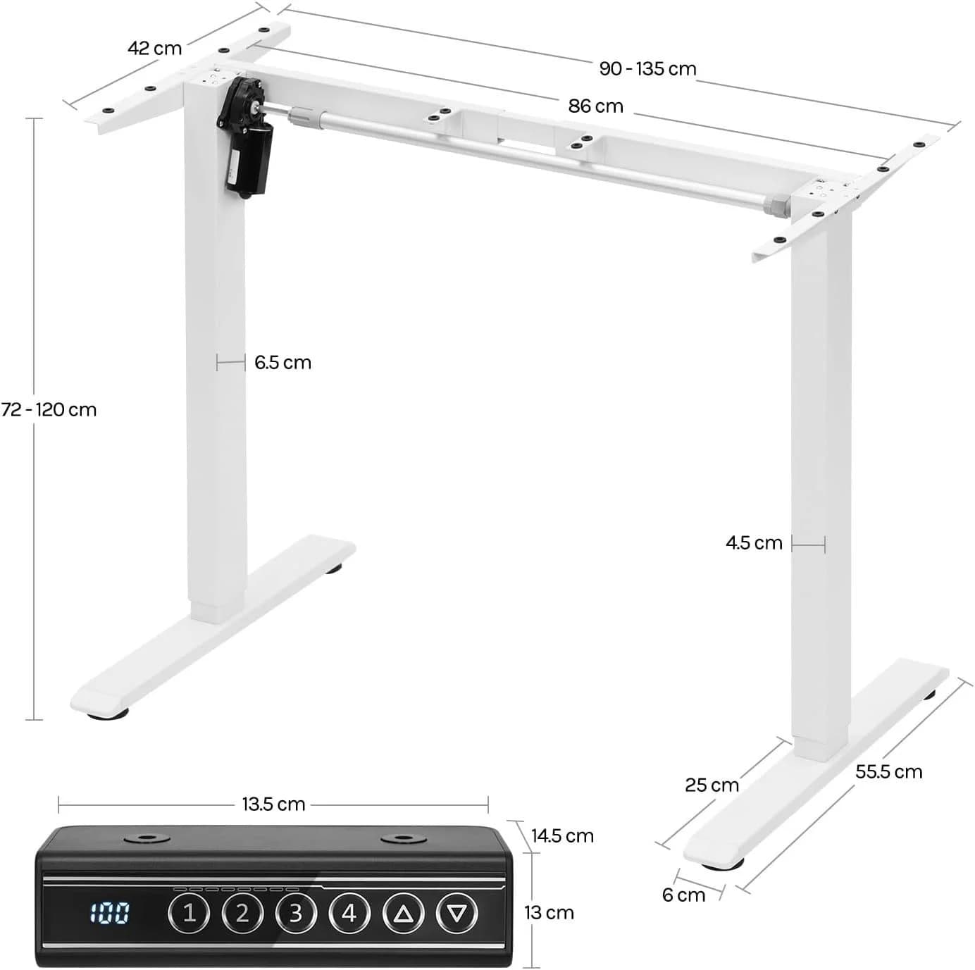 Woltu Elektrisches Tischgestell Höhenverstellbar Weiß 4 Memory USB - Bild 3