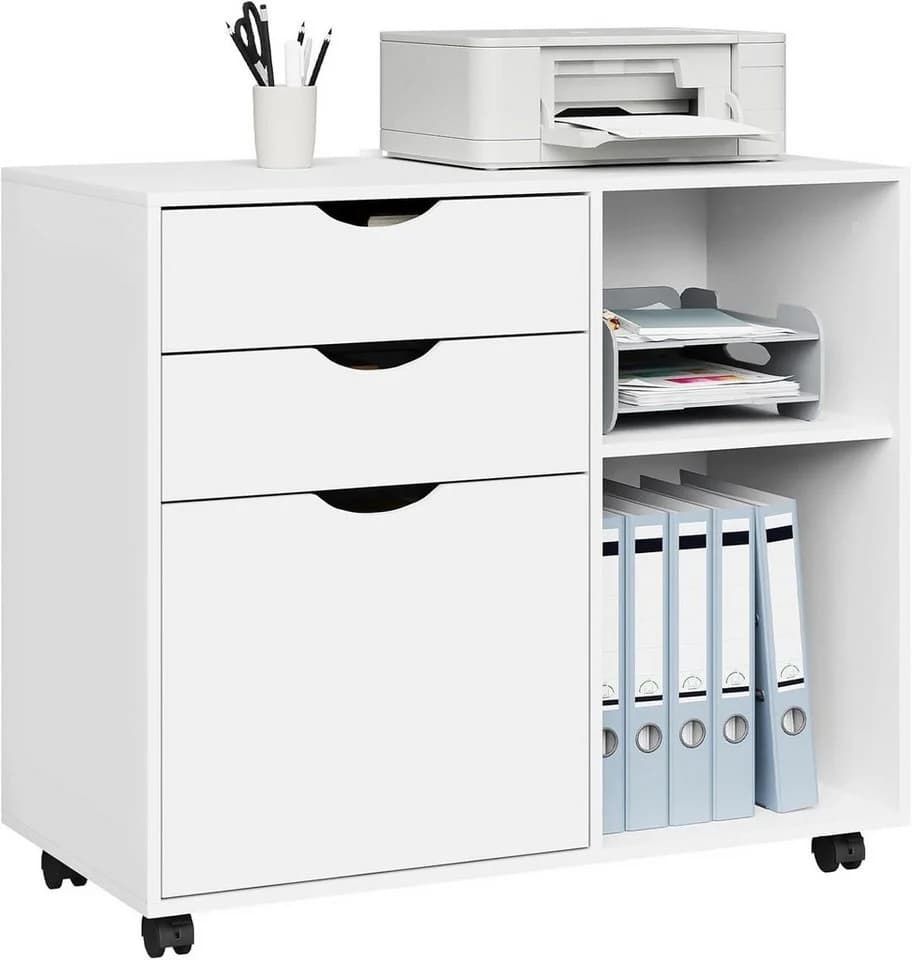 Woltu Rollcontainer Weiß mit 5 Rollen und Hängeregistratur - Bild 2