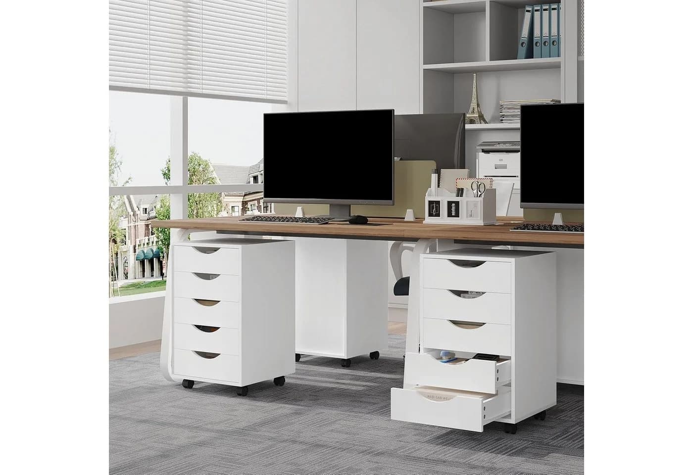Woltu Rollcontainer, mobiler Aktenschrank mit 5 Schubladen, 40x66,5x40 cm - Bild 4