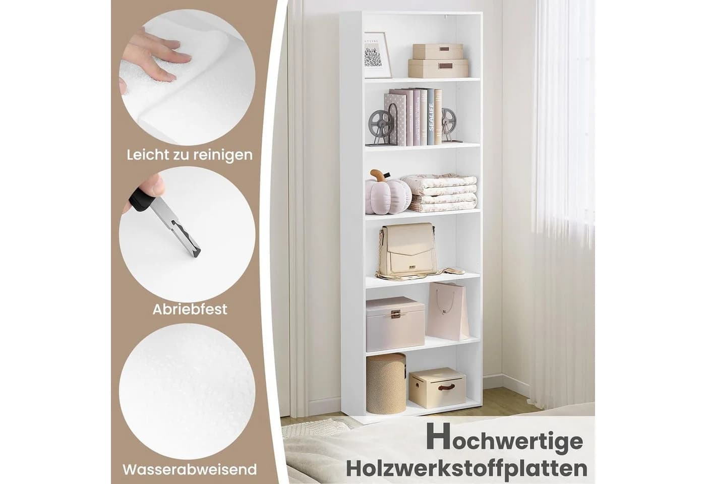 Woltu Bücherregal 6-tlg. Weiß Skandinavisch - Bild 5