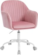 Woltu Schreibtischstuhl Rosa Samt Höhenverstellbar mit Rollen Bild 2