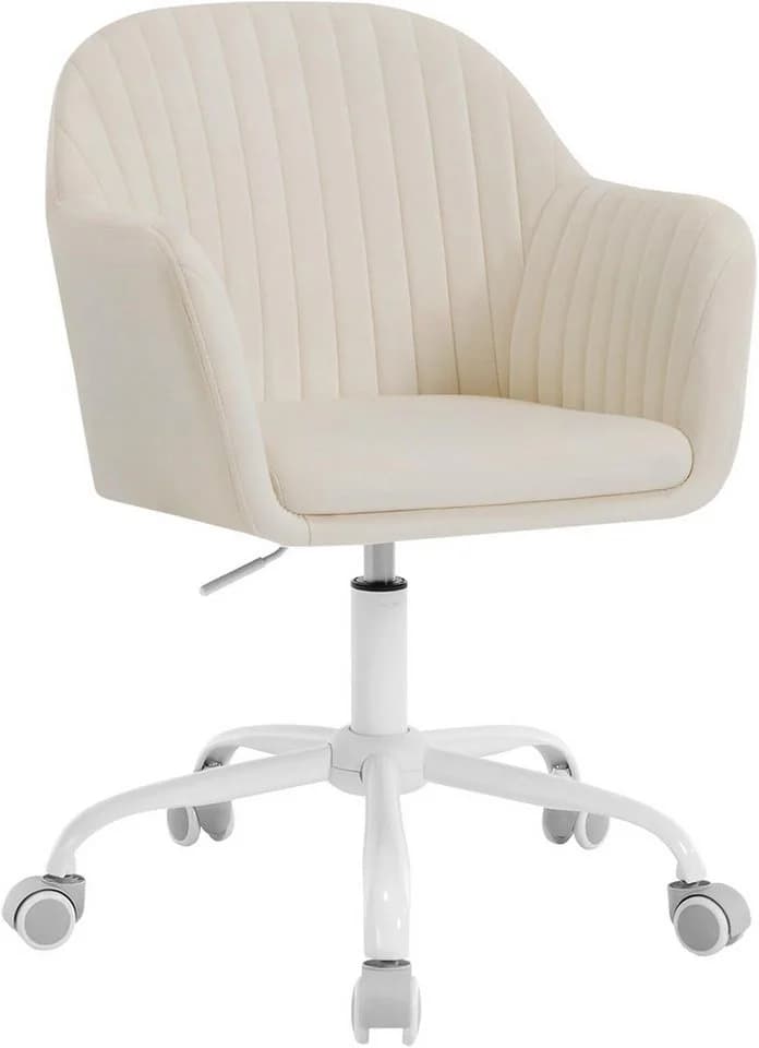 Woltu Schreibtischstuhl Beige höhenverstellbar mit Rollen - Bild 2