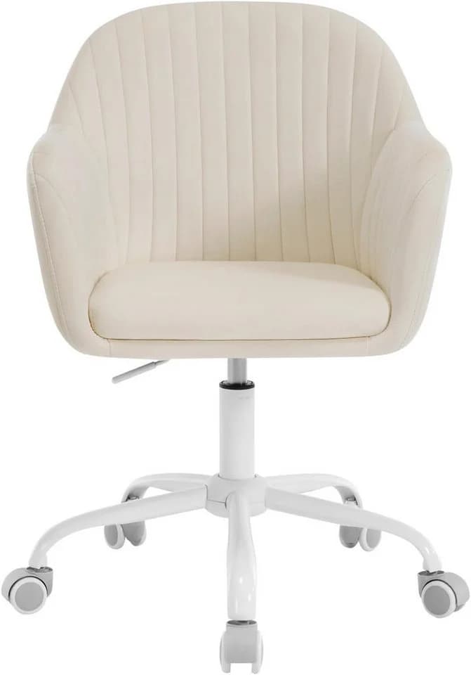 Woltu Schreibtischstuhl Beige höhenverstellbar mit Rollen - Bild 5