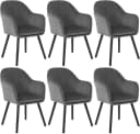 Woltu Esszimmerstuhl 6er Set Samt Massivholz Grau/Schwarz Bild 2