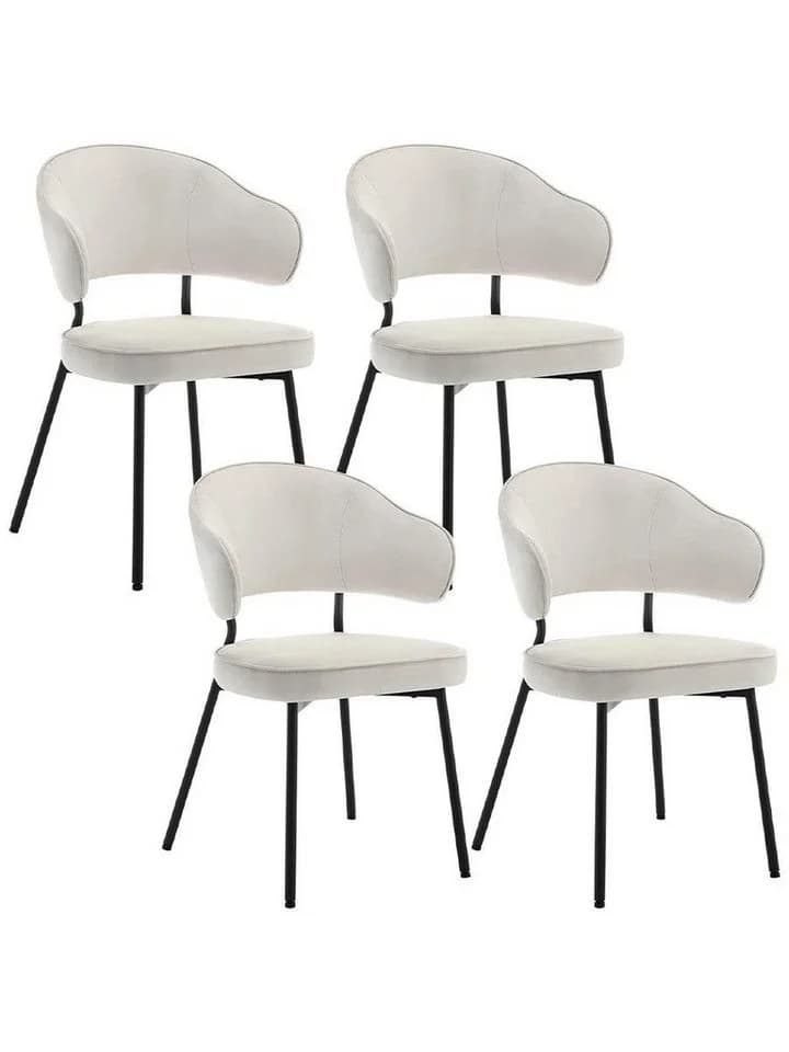 Woltu Esszimmerstuhl Set 4-tlg. Samt Metallbeine Schwarz/Grau/Creme - Bild 2