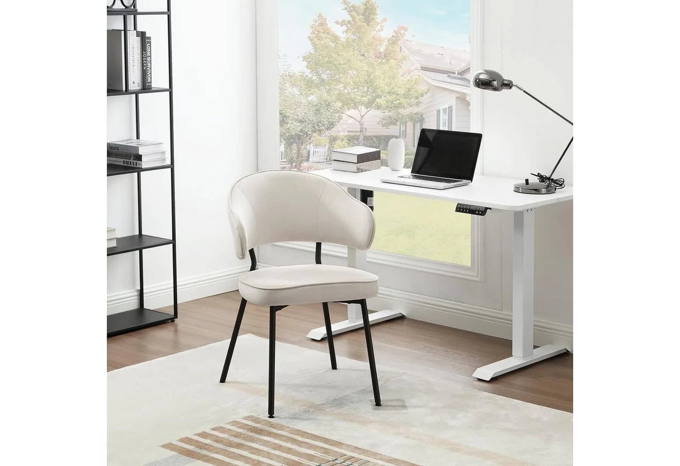 Woltu 4-Fußstuhl Set 6 St. Samt Metall Schwarz Grau Creme - Bild 4