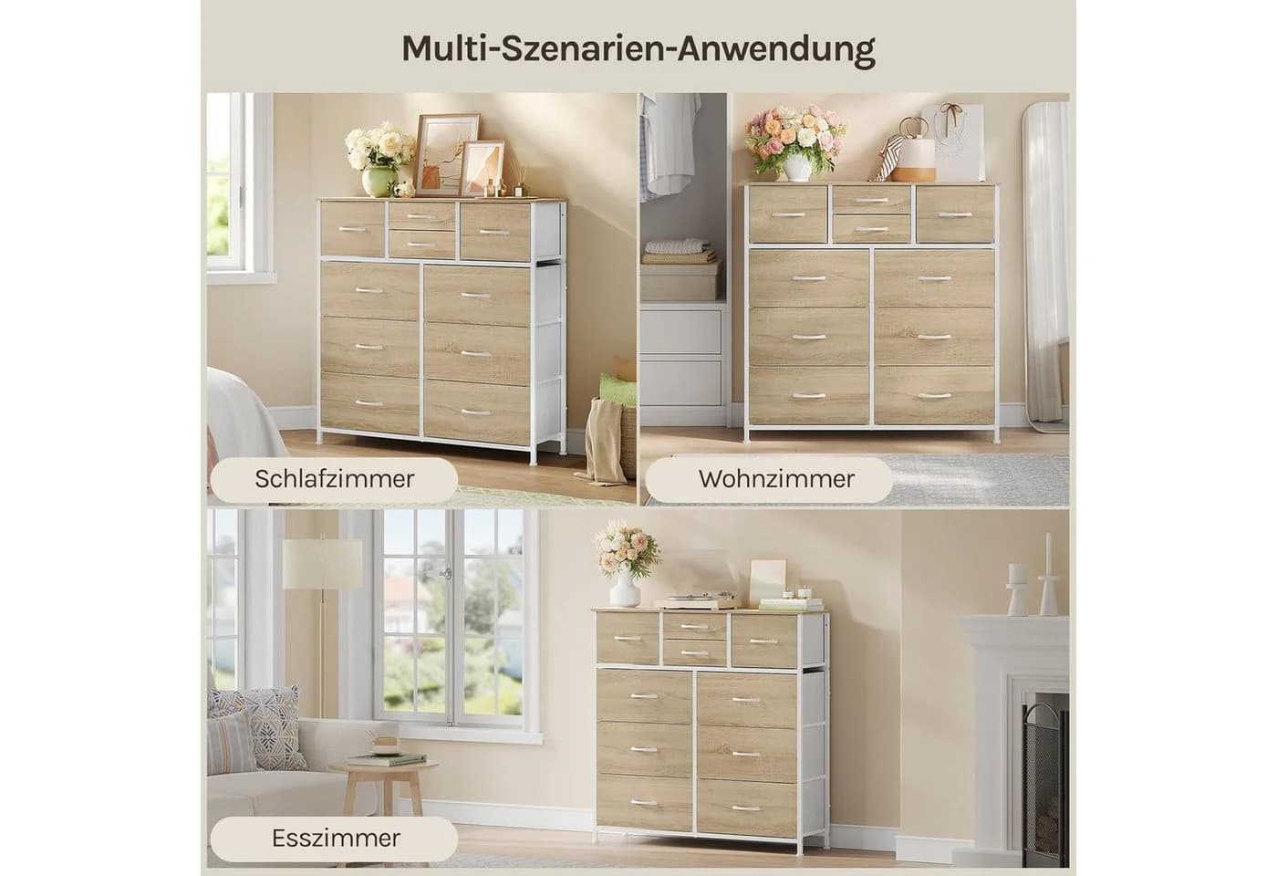 Woltu Kommode mit 10 Schubladen aus Stoff, Metallrahmen, Industrial Stil - Bild 4