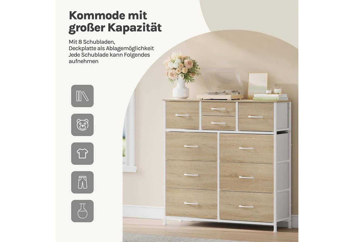 Woltu Kommode mit 10 Schubladen aus Stoff, Metallrahmen, Industrial Stil - Bild 5