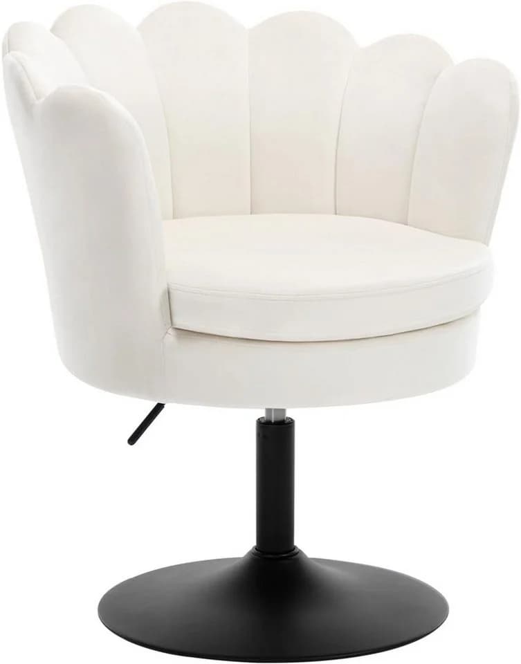 Woltu Polsterstuhl Blumenform Beige Samt 360° drehbar - Bild 2