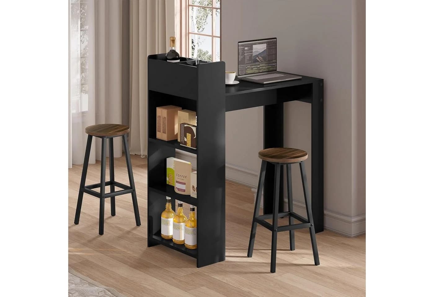 Klihome Barhocker 2er Set mit Fußstütze Modern Industrial