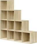 Woltu Bücherregal Würfelregal Weiß/Helle Eiche 10 Fächer Bild 2