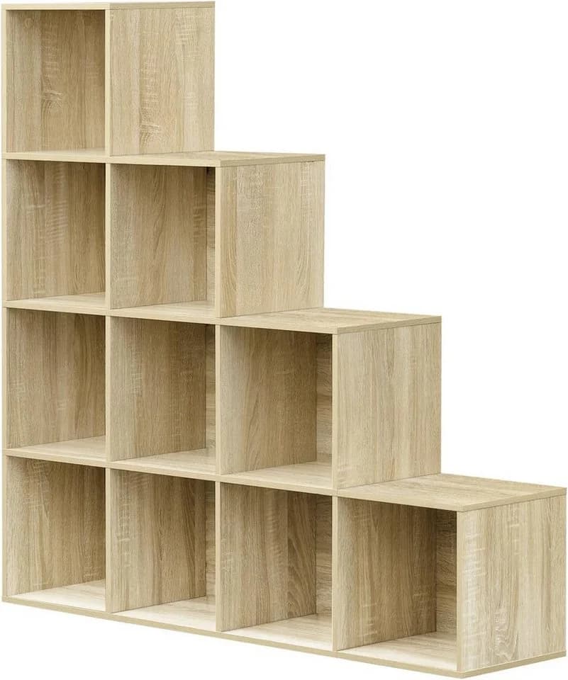 Woltu Bücherregal Würfelregal Weiß/Helle Eiche 10 Fächer - Bild 2